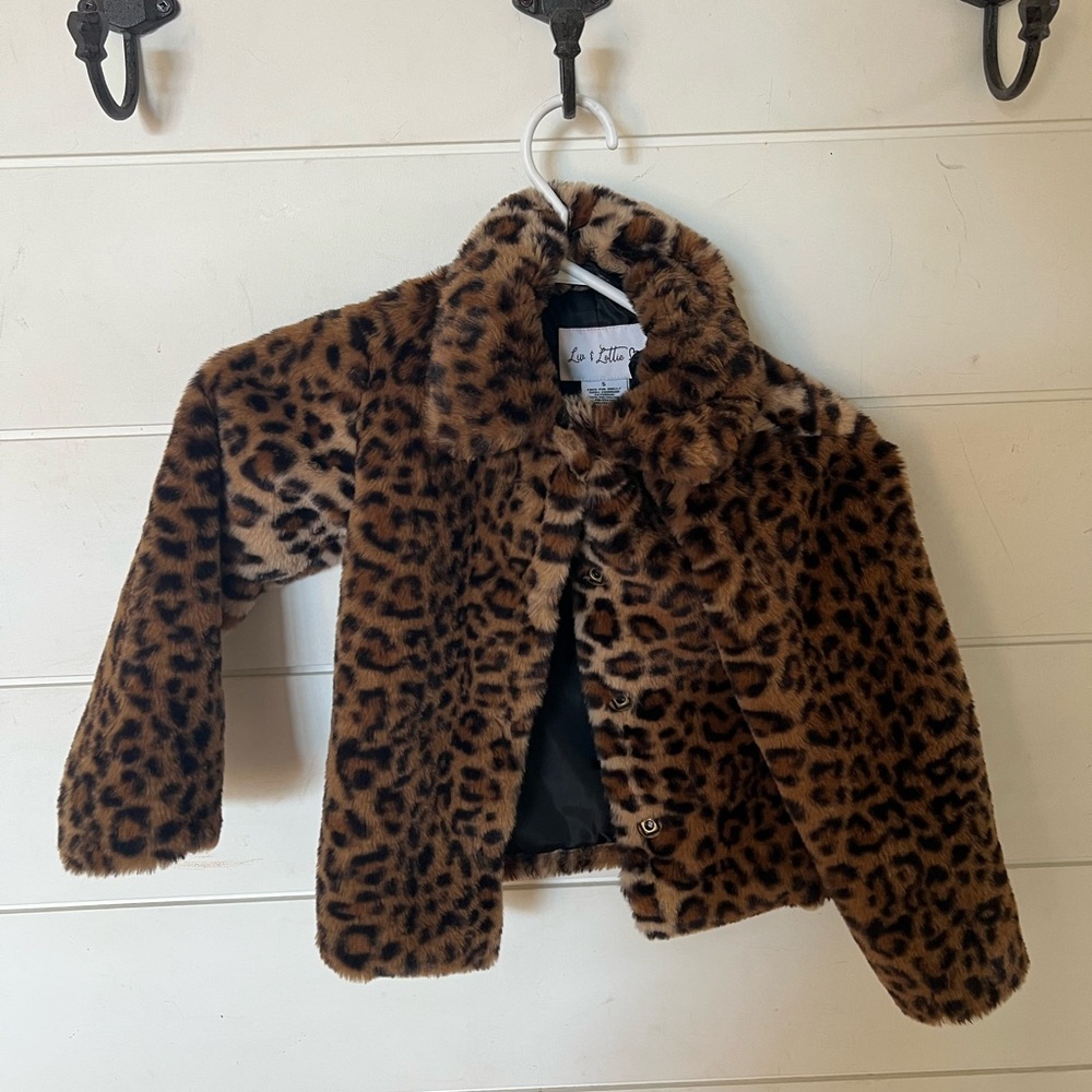 Leopard Print Faux Fur Kids Jacket